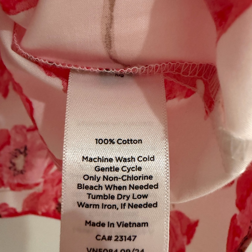 Talbots Red and Pink Floral Poppy Button-Front Tunic - Picture 4 of 6